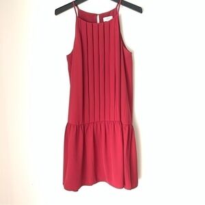 𝅺LOFT Dress Spaghetti Tank Top Straps Midi Red/Maroon Dress Size Medium
